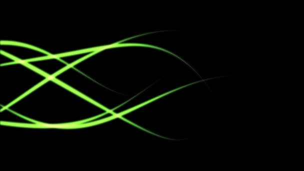 Green Glowing Lines Wavy Motion Flowing One Side Other — Stock Video