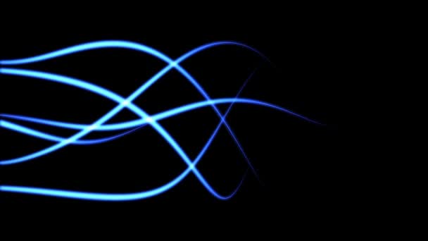 波浪运动中的蓝色发光线从一侧流向另一侧 — 图库视频影像