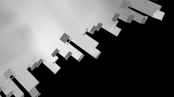 わずかなひねりを加えた斜めに展開する金属要素の背景アニメーション 左から右へ 黒で分離 — ストック動画
