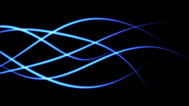 Lignes bleues incandescentes dans le mouvement ondulé qui coule d'un côté à l'autre 