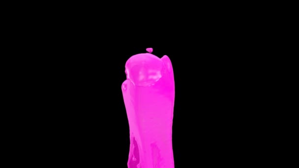 Peinture rose éclaboussant en mouvement dynamique abstrait dans l'écran, isolé sur fond noir 