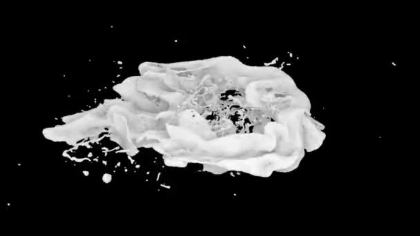 Pierścień Poziomy Białego Koloru Turbulentnie Przekształca Się Drop — Wideo stockowe