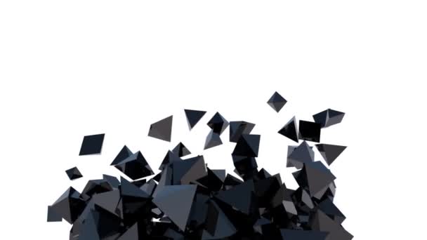 Modern Background Glossy Black Pyramids Abstract Motion — Stock Video