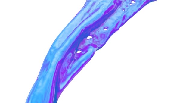 混合蓝色和紫色在波浪运动中流动 在白色背景上隔离 — 图库视频影像