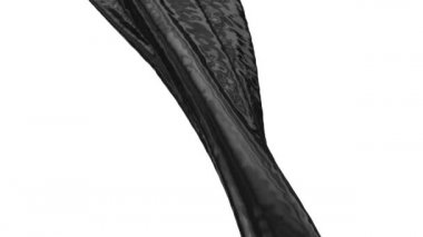 Beyaz arka plan üzerinde izole edilmiş akan siyah boyanın yakın çekim görünümü