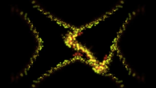 绿色和红色发光粒子的抽象背景 在黑色 — 图库视频影像