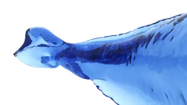 Acqua Blu Che Scorre Movimento Curvo Isolata Fondo Bianco — Video Stock