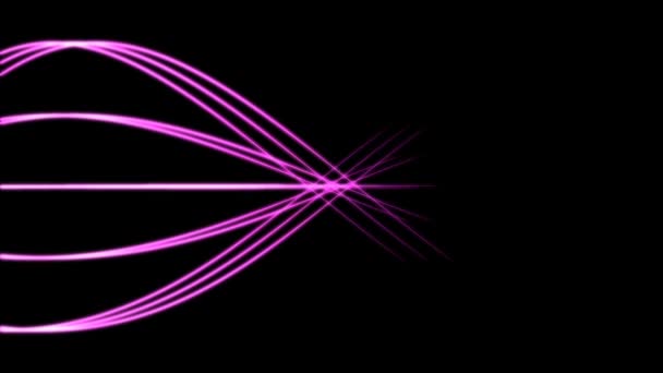 Futuristic Background Loop Pink Glowing Lines Create Curved Shape Black — Stock Video