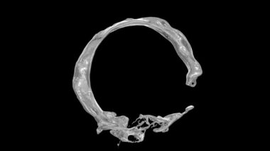 Saat yönünün tersine daire içinde akan, siyah arka plan üzerinde izole sıvı parlak metal