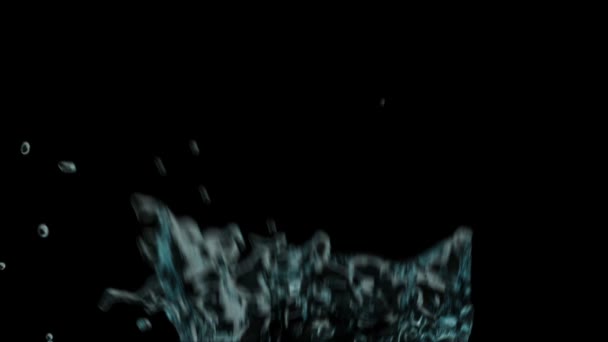Kamera Lot Przepływające Turkusowe Wody Splash Zbliżenie Czarnym Tle — Wideo stockowe