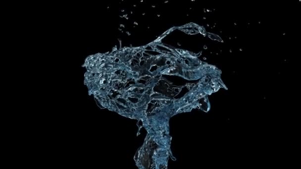 Abstract Splash Van Licht Blauw Water Slow Motion Geïsoleerd Zwarte — Stockvideo