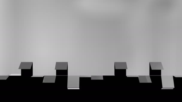 Animation de fond d "éléments métalliques dépliants - de haut en bas - isolés sur fond noir 