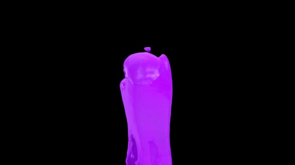 Пурпурный Брызги Краски Абстрактном Динамическом Движении Экран Изолированные Черном Фоне — стоковое видео