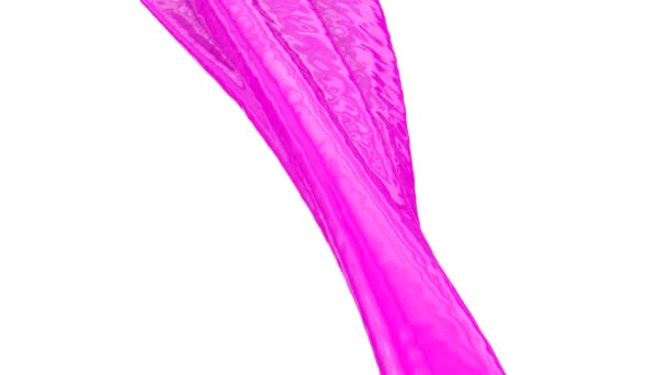 流れるピンクの塗料のクローズアップビュー 白い背景に隔離 — ストック動画