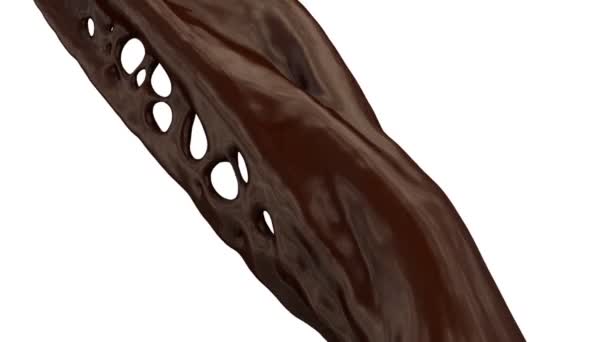 Close View Flowing Coffee Dark Chocolate Sauce Slow Motion Isolated — Stock Video