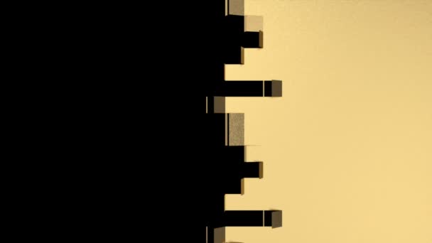 Фон Анімації Розгортання Золотих Елементів Справа Наліво Ізольовано Чорному — стокове відео