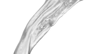 Yavaş çekimde akan sıvı metal, beyaz arka plan üzerinde izole.