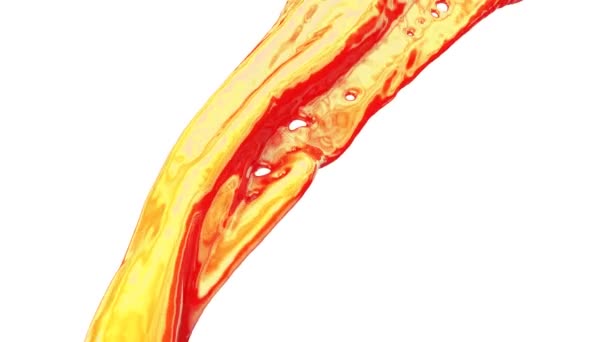 Gemischte Goldgelbe Und Rote Farbe Die Wellenförmigen Bewegungen Fließt Isoliert — Stockvideo