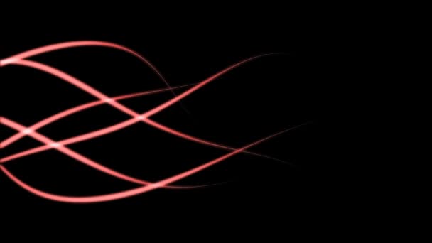 Lignes rouges incandescentes en mouvement courbé circulant d'un côté à l'autre 