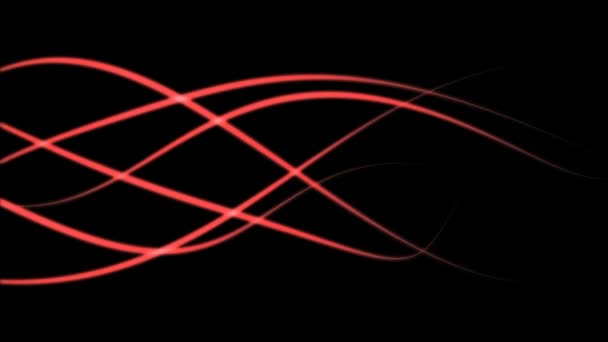 Rote Glühende Linien Wellenförmiger Bewegung Die Von Einer Seite Zur — Stockvideo