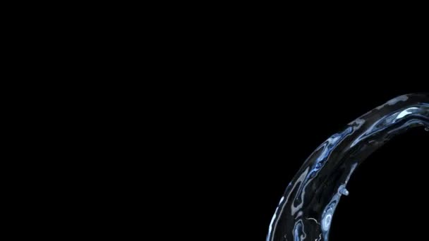 Крупный План Синей Текучей Воды Изолированной Черном Фоне — стоковое видео