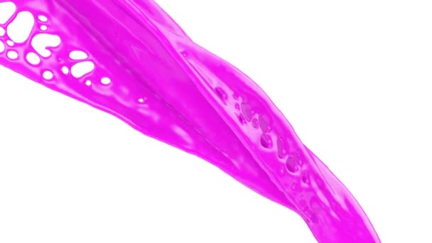 Abstract Flowing Pink Paint Isolated White Background — Stock Video