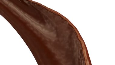 Yavaş çekimde akan koyu ve sütlü çikolata, beyaz arka plan üzerinde izole