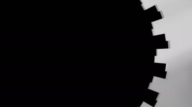 Dairesel gelişen metal elementlerin arka plan animasyonu - sol tarafa, siyah izole