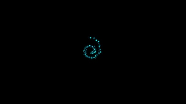 Fly Abstract Moving Spiral Light Blue Turquoise Glowing Orbs Particles — Stock Video