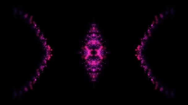 Fond miroir abstrait de particules roses et violettes en mouvement fluide 