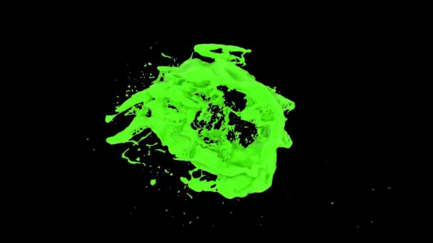 Anneau Couleur Verte Turbulente Transforme Goutte Isolé Sur Fond Noir — Video