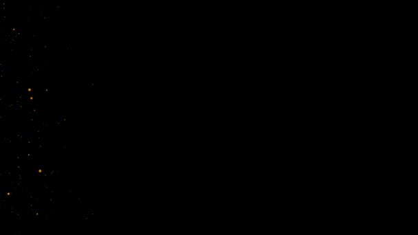 Turuncu Parlayan Küreler Parçacıklar Sürüsü Siyah Arka Plan Üzerinde — Stok video