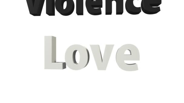 Violence Crashing Word Love White Background — Stock Video