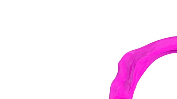 流动颜色背景 白色上的粉红色油漆 — 图库视频影像