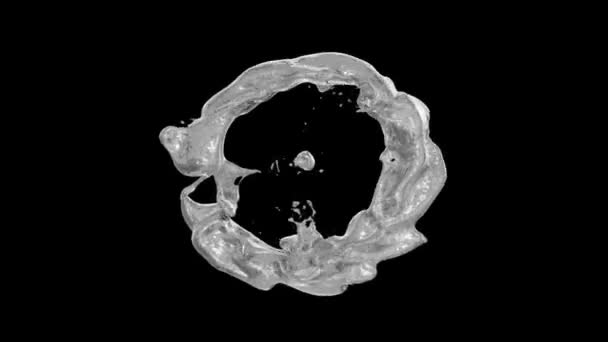 Prstenec Lesklou Tekutého Kovu Proměňuje Propad Izolovaný Černém Pozadí — Stock video
