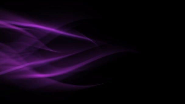 Rayons lumineux roses abstraits en mouvement courbe, sur fond noir 