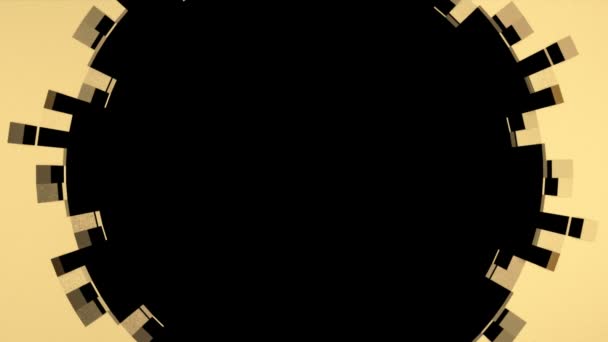 Animación Fondo Elementos Circulares Oro Fino Centrado Aislado Negro — Vídeo de stock