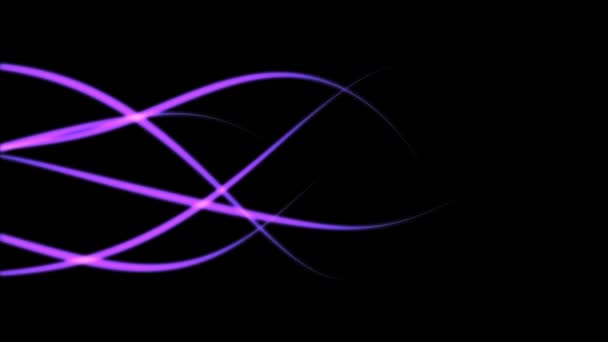 紫色发光线在波浪运动中从一侧流向另一侧 — 图库视频影像