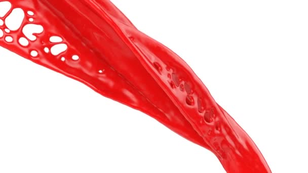 抽象流动的红色油漆 在白色背景上隔离 — 图库视频影像