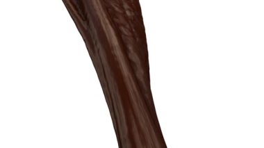 Beyaz arka planda izole edilmiş yavaş çekimde akan kahvenin yakın çekim görünümü