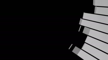 Dairesel gelişen metal şeritlerin arka plan animasyonu - sol üst köşeye - siyah üzerine izole.