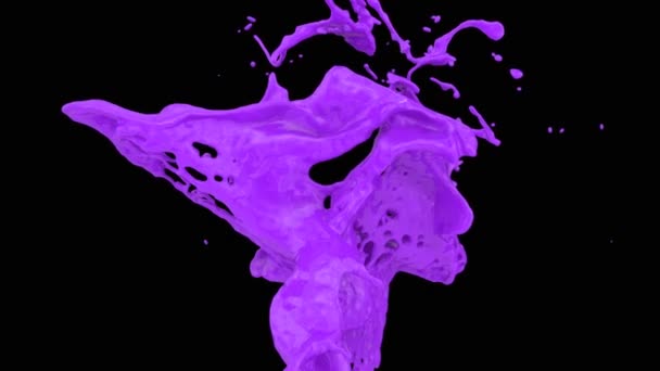 Vista Ravvicinata Spruzzi Vernice Viola Dinamico Super Slow Motion Isolato — Video Stock