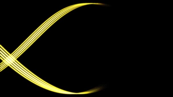 Yellow Glowing Lines Create Abstract Shape Eye Flowing Side Side — Stock Video