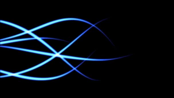动态运动中的蓝色发光线从一侧流向另一侧 — 图库视频影像
