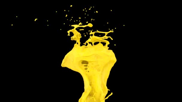 Abstract Yellow Paint Splash Super Slow Motion Isolated Black — Stock Video