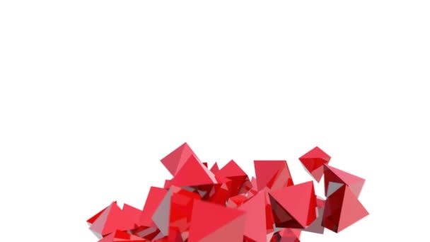 抽象的な動きにおける光沢のある赤いピラミッドの現代的背景 — ストック動画