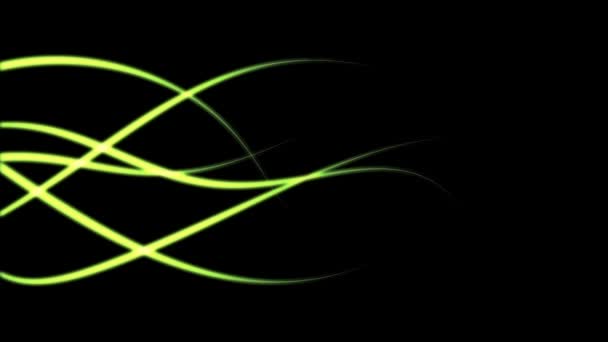 一方から他方に流れるダイナミックな曲線運動の緑色の輝く線 — ストック動画