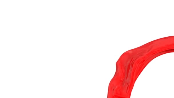 Fondo Color Fluido Pintura Roja Sobre Blanco — Vídeo de stock