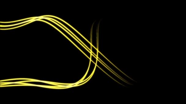 Yellow Glowing Lines Abstract Motion Flowing One Side Other — Stock Video