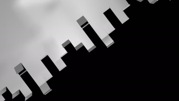 对角线展开的金属元素的背景动画 从左到右 在黑色上隔离 — 图库视频影像